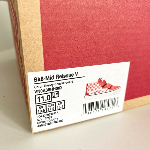 Vans Kids Orange and White Checkered Sneakers - Picture 6 of 6